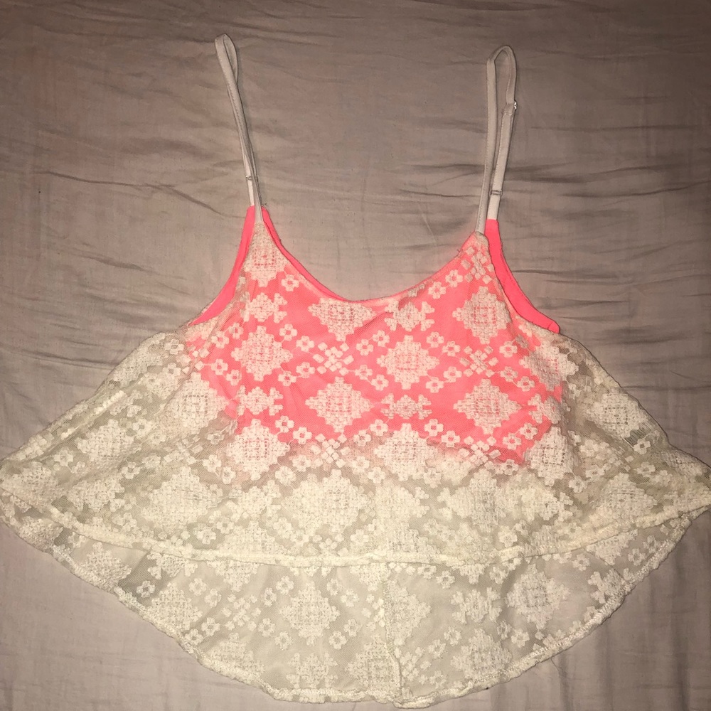 Cropped Cream and pink coverup